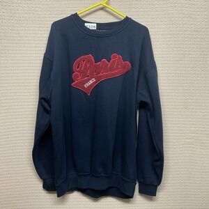 Vintage 90's GBL Industry Sweatshirt Men's 2XL Navy Blue Paris France FrontLogo